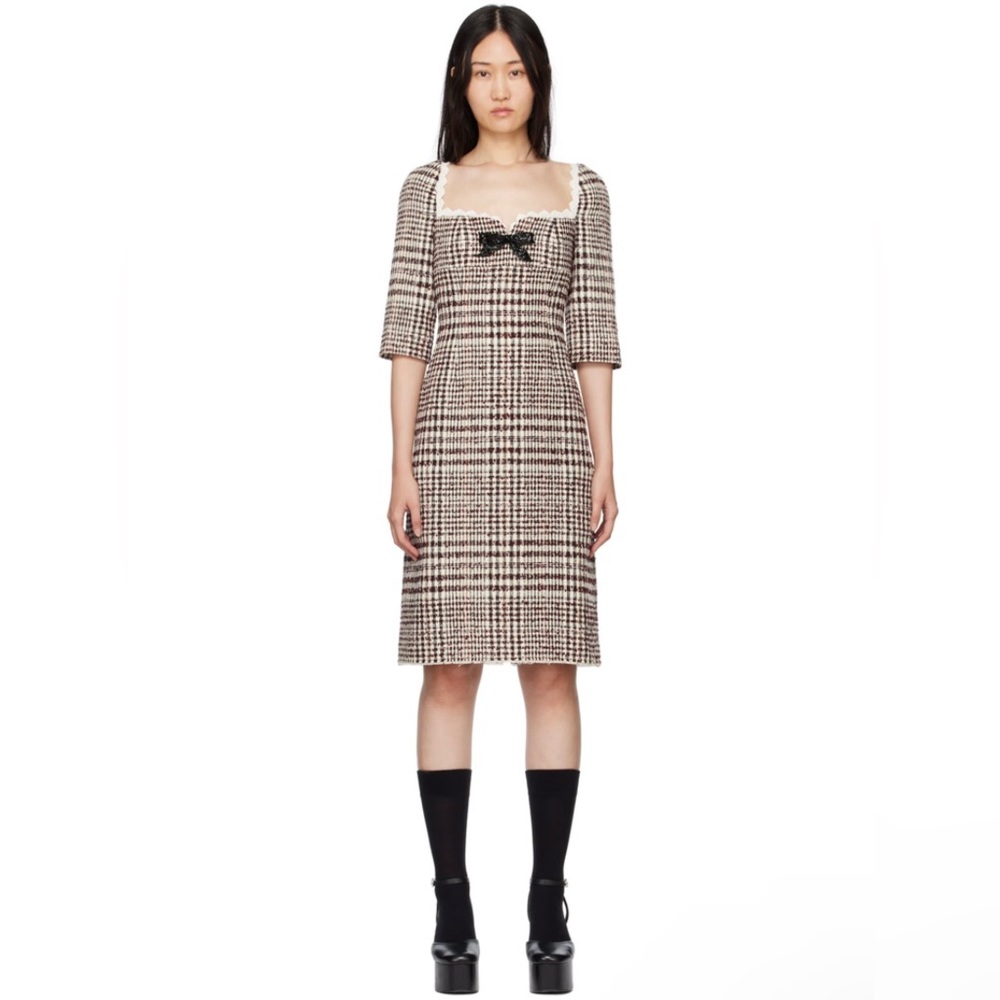 SHUSHU/TONG Brown Check Minidress size US 6